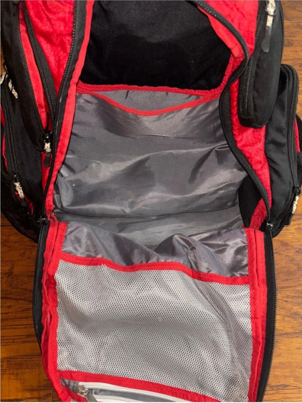 Magellan Outdoors Backpack Multiple Pockets Red and Black Hiking Travel Bag